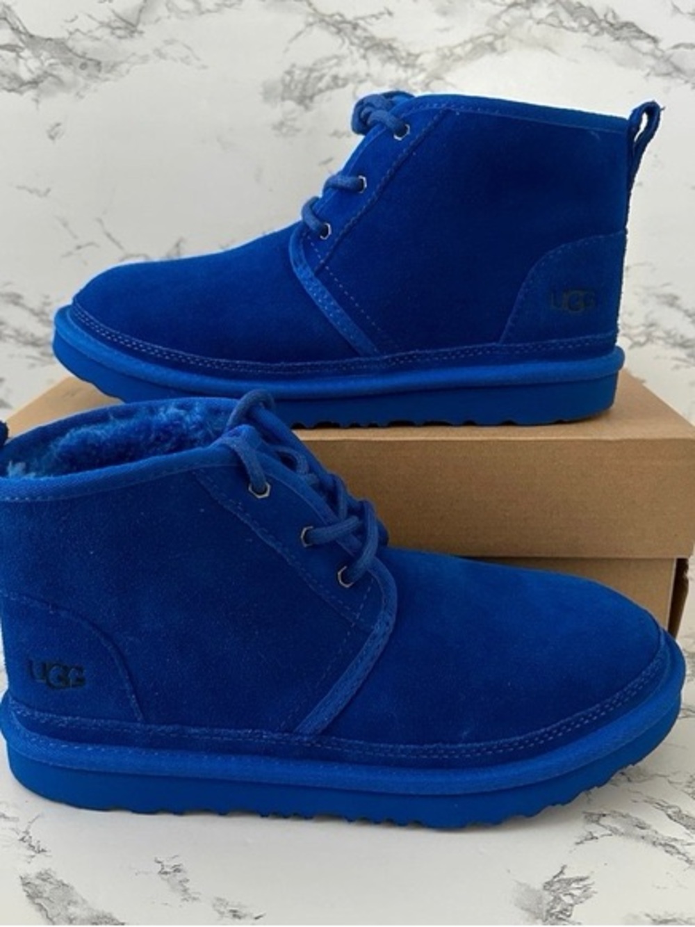 UGG Kids Suede Lace-Up Boots in Bright Blue